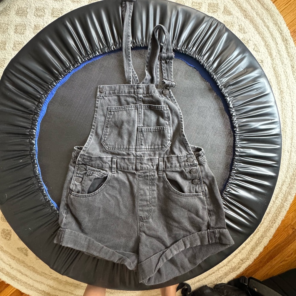 Grayish/Black Denim Overalls